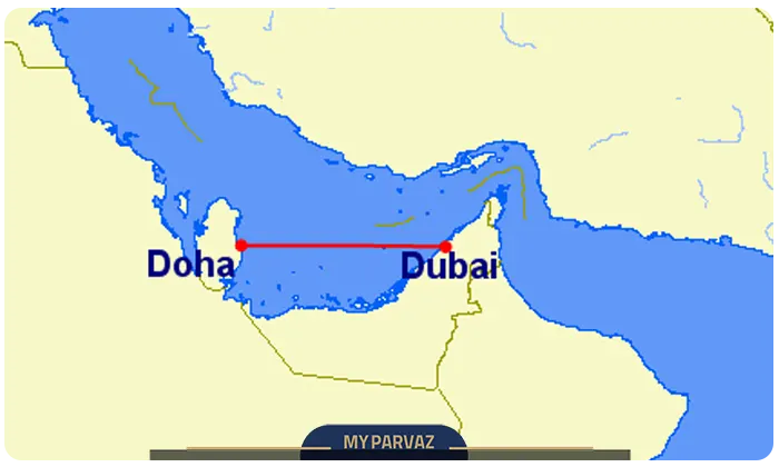 Geographical location of Doha and Dubai